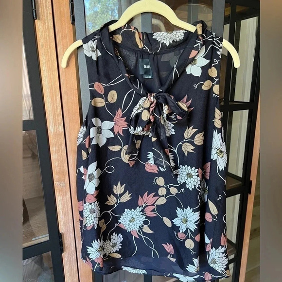 Maeve Silk Blouse Floral tie front bows vneck sleeveless tank top Anthropologie - Picture 1 of 8